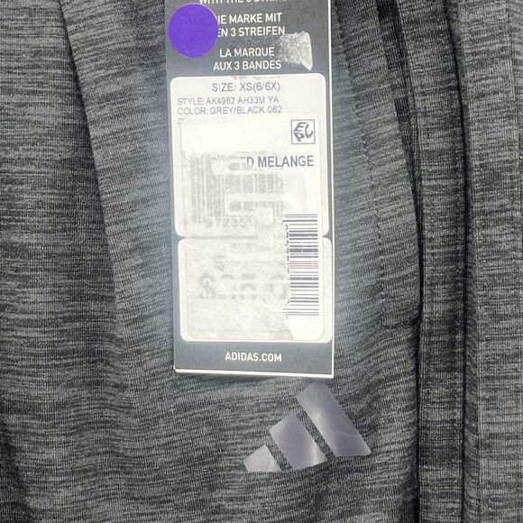 XS NWT Girls’ Adidas 3-Stripe Cuffed Mélange Jogger Heather Gray Extra Small - Picture 2 of 4